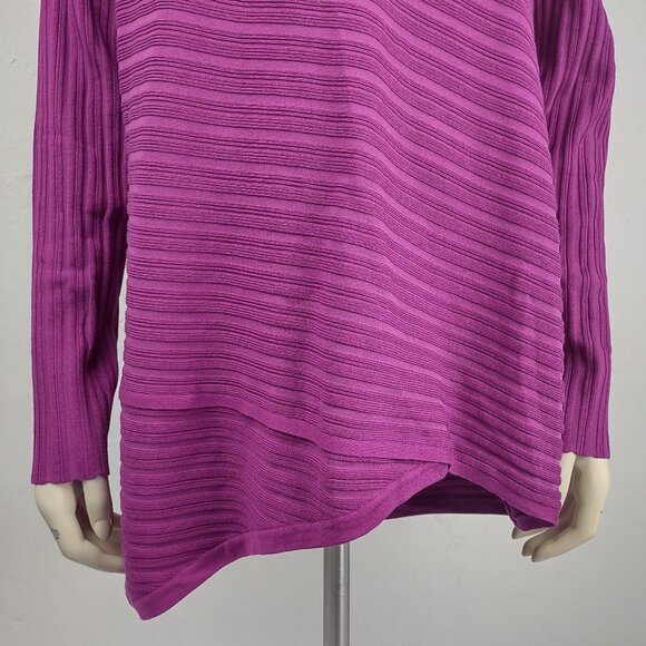 Carlisle Collection fuchsia purple silk blend asymmetrical knit top ladies XL - Picture 3 of 8